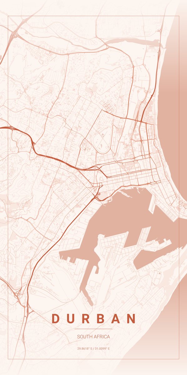 Map of Durban - Fine art print