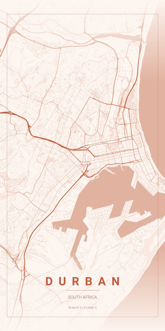 Map of Durban - Fine art print