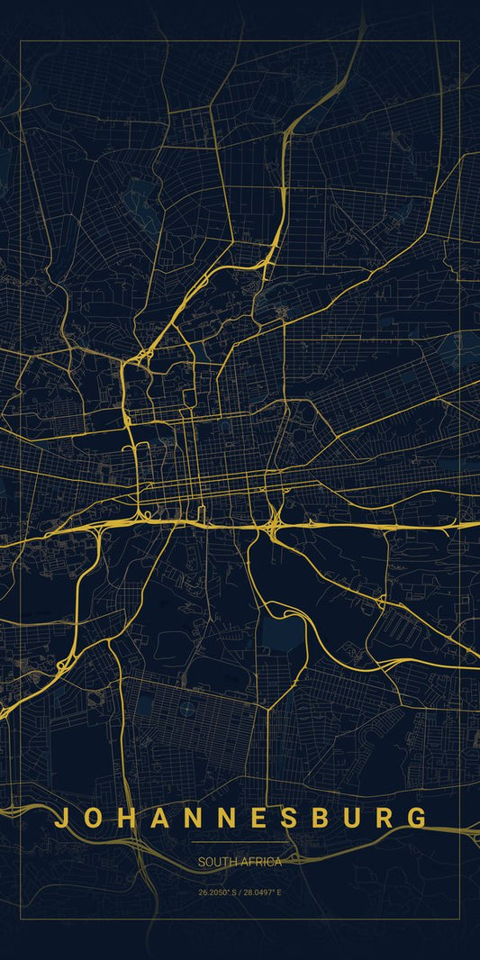 Map of Johannesburg - Fine art print